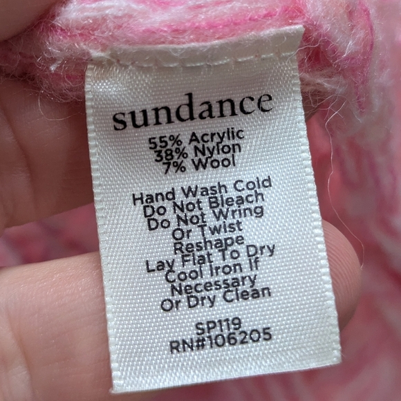 Sundance Pink Yellow White Stripes Loose Knit Long Sleeve Sweater L - Picture 6 of 7